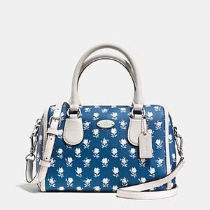 Coach Blue and White Floral Satchel